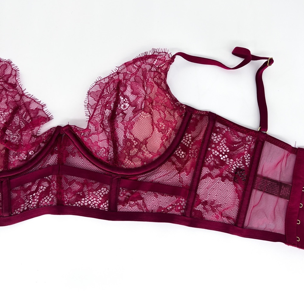 Victoria’s Secret corset bra oxblood/burgundy Demi bust 32D